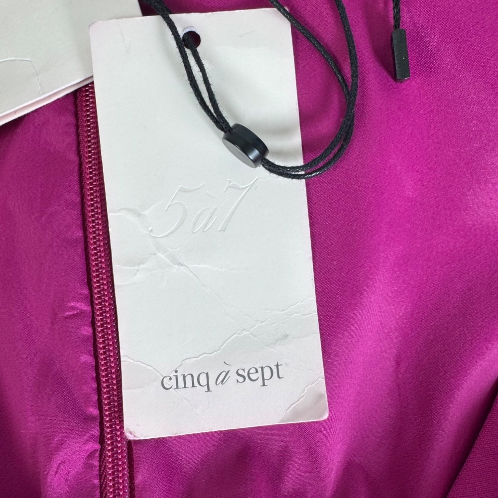 Cinq‎ A Sept Theo NWT Pink Ruby Faux Wrap Side Ruched Dress Sz 6 - Picture 7 of 12